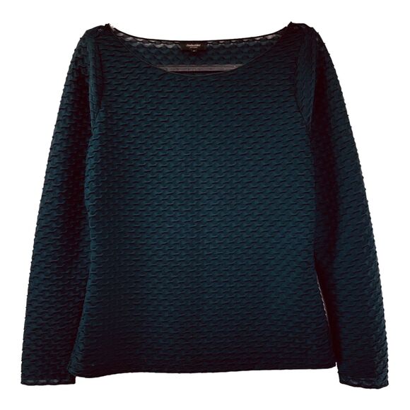 Claudia Strater Top EU 40 US 8 Long Sleeve Mermaid Scale Green Textured Blouse - Picture 1 of 10